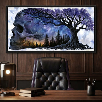 Where Cosmic Night Meets Forest Roots Canvas Wall Art