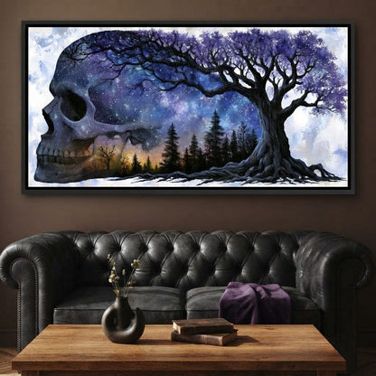 Where Cosmic Night Meets Forest Roots Canvas Wall Art