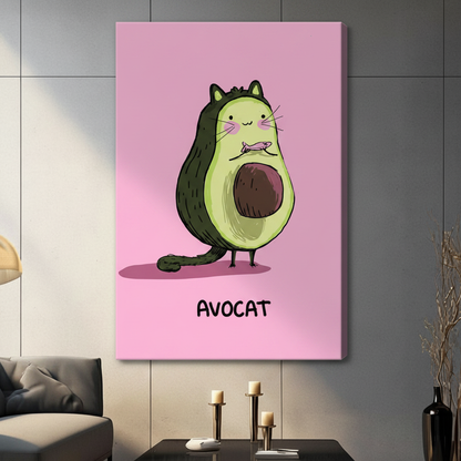 Avocat Avocado Cat Funny Canvas Wall Art