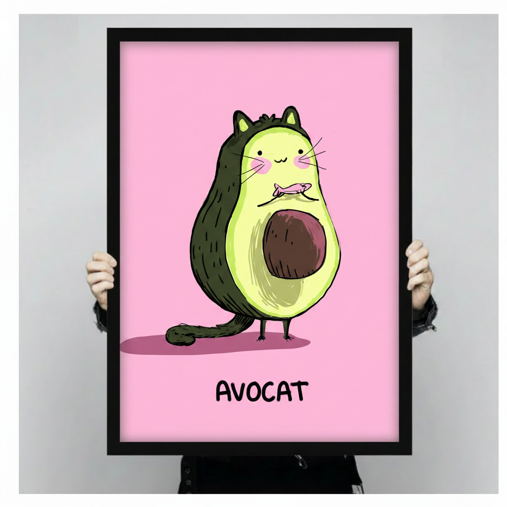 Avocat Avocado Cat Funny Canvas Wall Art
