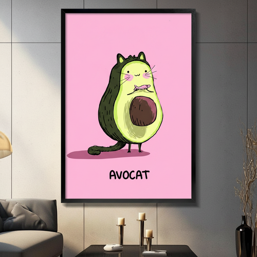 Avocat Avocado Cat Funny Canvas Wall Art