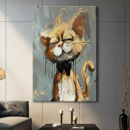 Smug Cat Whimsical Canvas Wall Art