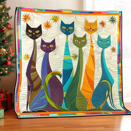 Whimsical Cat Quilt Blanket