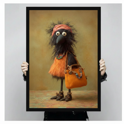 Whimsical Boho Bird Canvas Wall Art