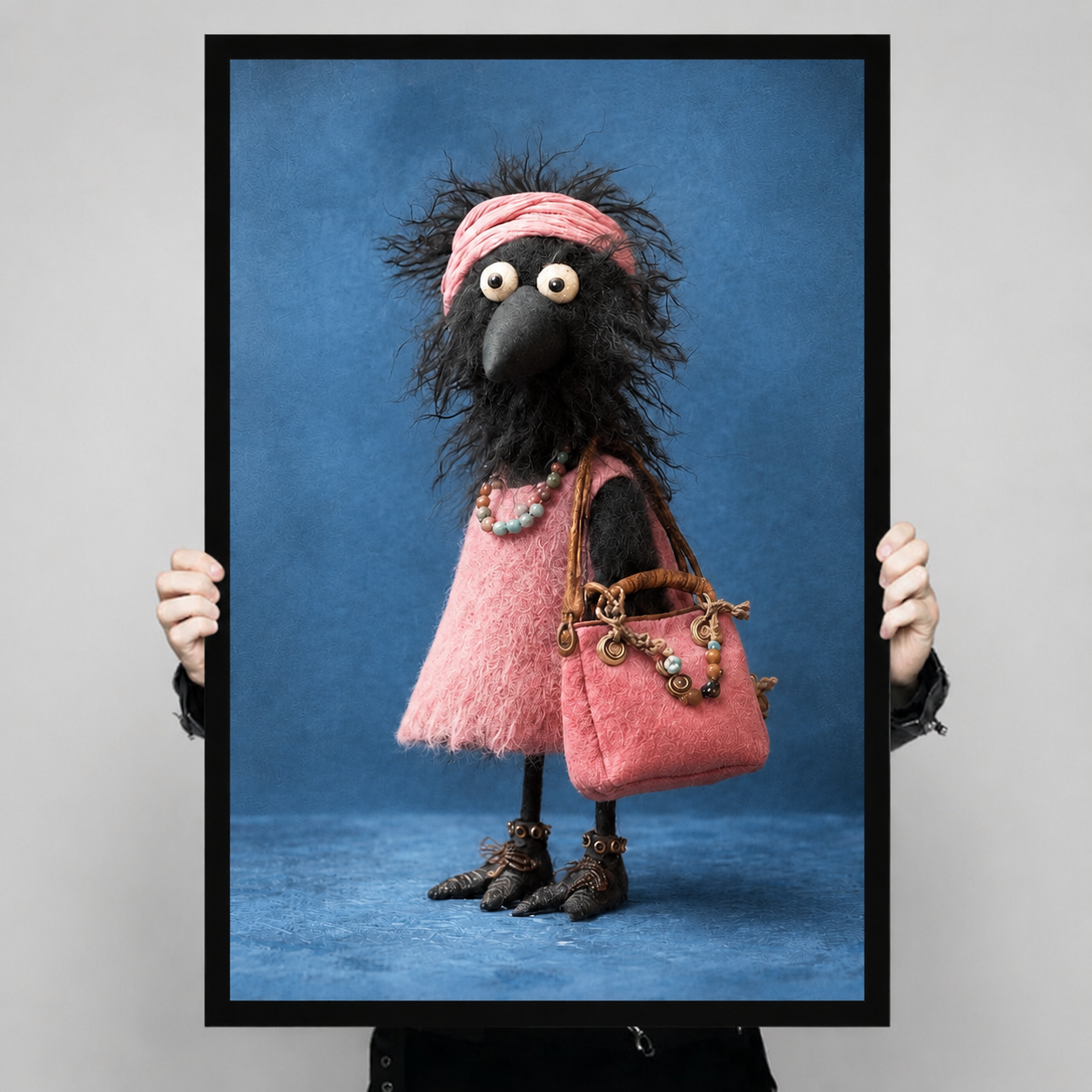 Chic Crow Fashion Pink Dress Canvas Wall Art