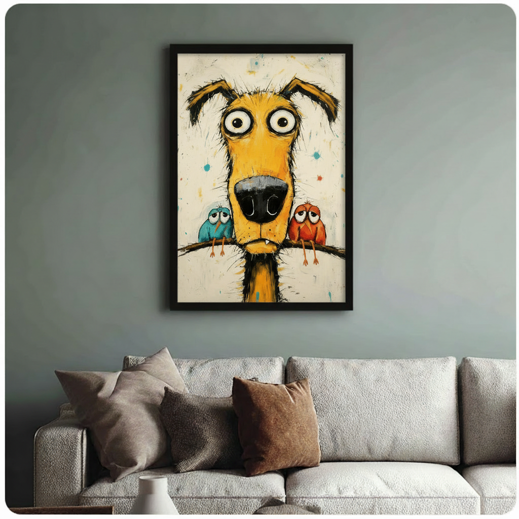 Crazy Dog Graffiti Funny Canvas Wall Art