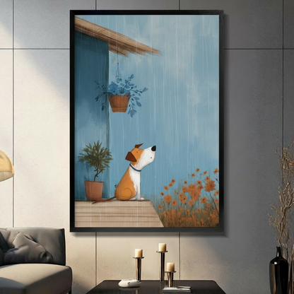 Rainy Day Dog Porch Cozy Canvas Wall Art