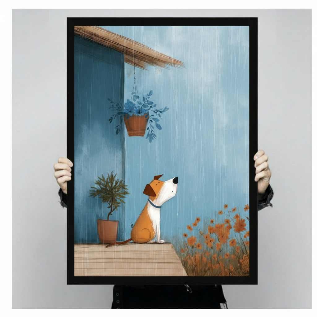 Rainy Day Dog Porch Cozy Canvas Wall Art