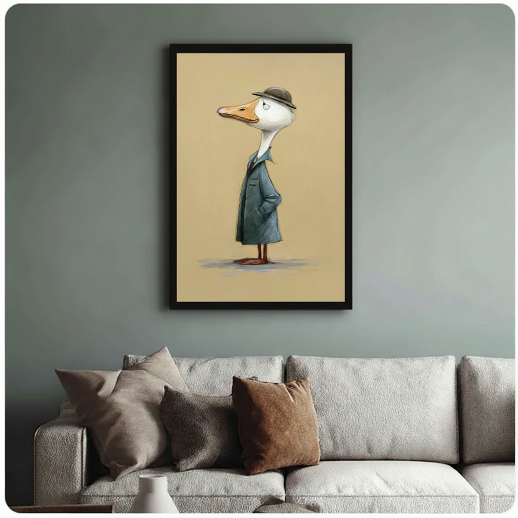 Dapper Duck Detective Funny Canvas Wall Art