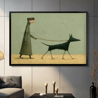 Gothic Dog Walk Surreal Illustration Canvas Wall Art