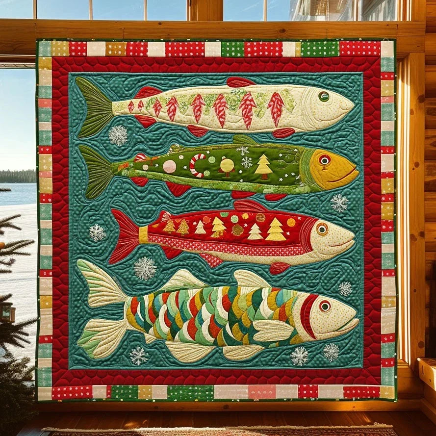 Whimsical Fish Quilt Blanket