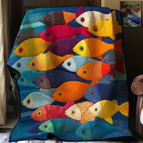 Whimsical Fish Quilt Blanket