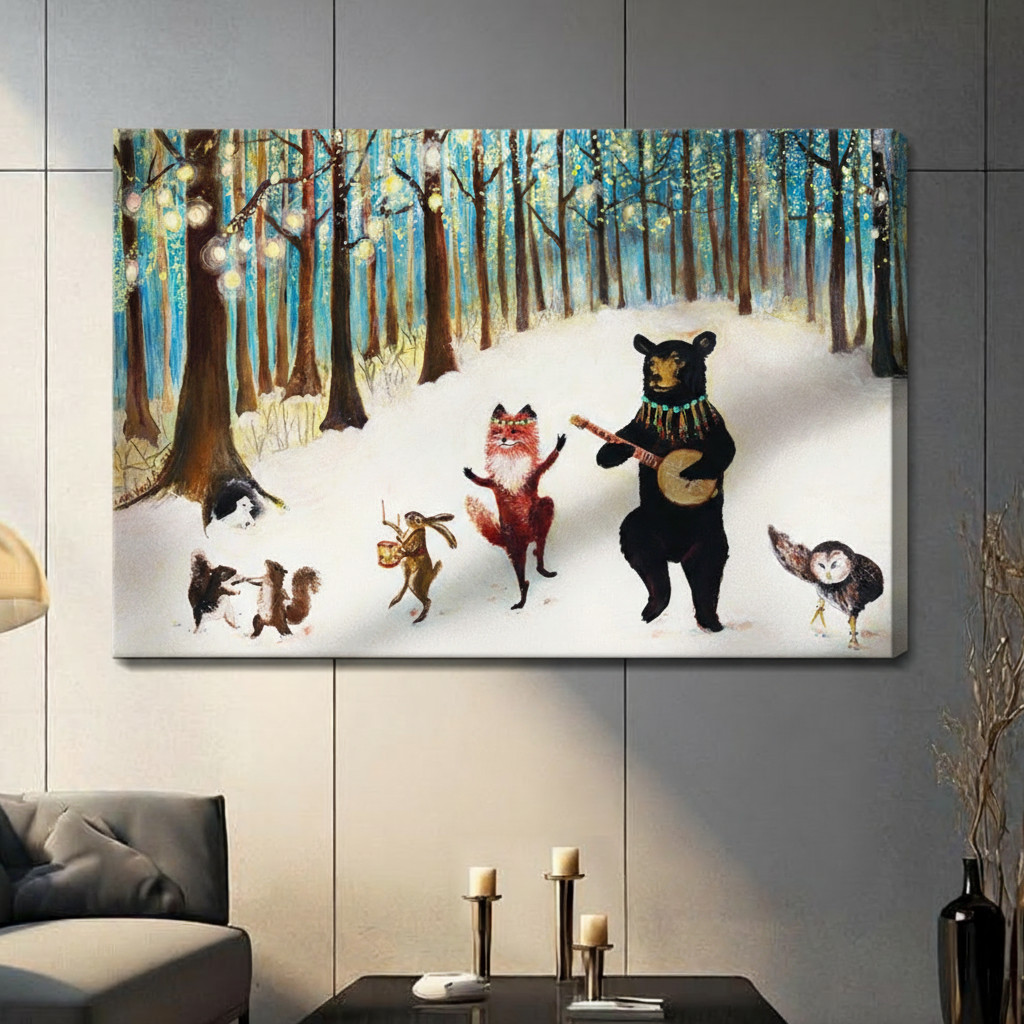Enchanted Forest Animal Band Canvas Wall Art