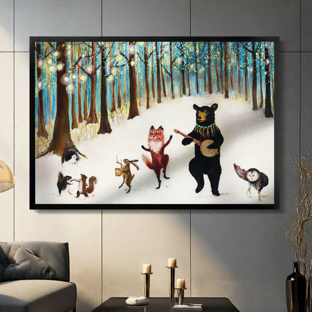 Enchanted Forest Animal Band Canvas Wall Art