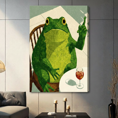 Frog Wine Chair Funny Canvas Wall Art