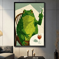 Frog Wine Chair Funny Canvas Wall Art