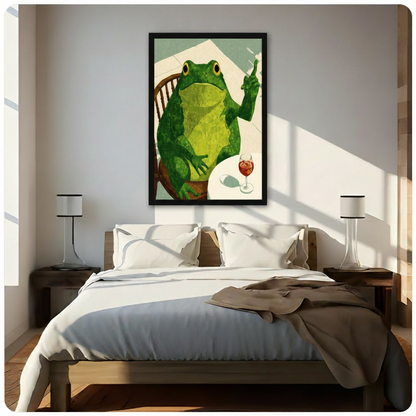 Frog Wine Chair Funny Canvas Wall Art