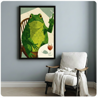 Frog Wine Chair Funny Canvas Wall Art