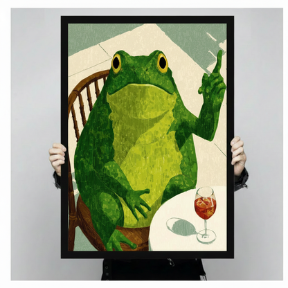 Frog Wine Chair Funny Canvas Wall Art