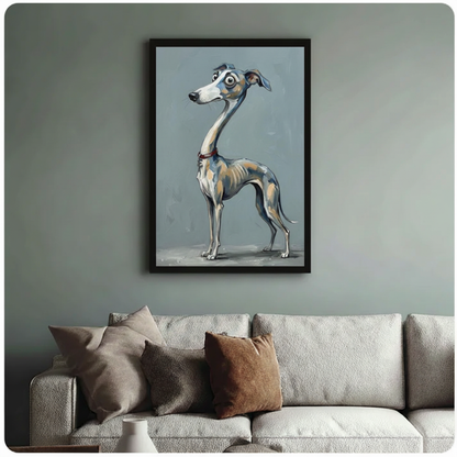 Whimsical Greyhound Portrait Funny Canvas Wall Art