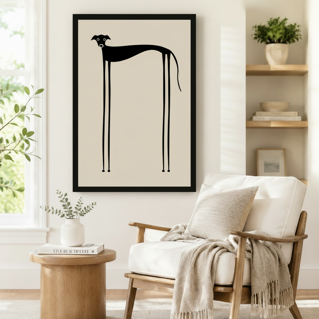 Minimalist Greyhound Silhouette Canvas Wall Art