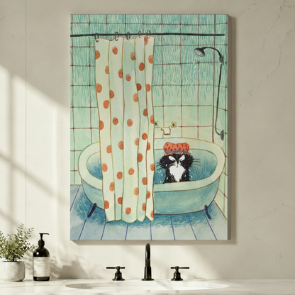 Grumpy Cat Bath Funny Bathroom Canvas Wall Art