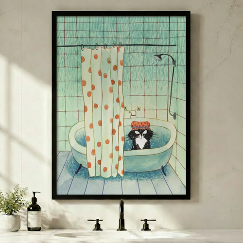 Grumpy Cat Bath Funny Bathroom Canvas Wall Art