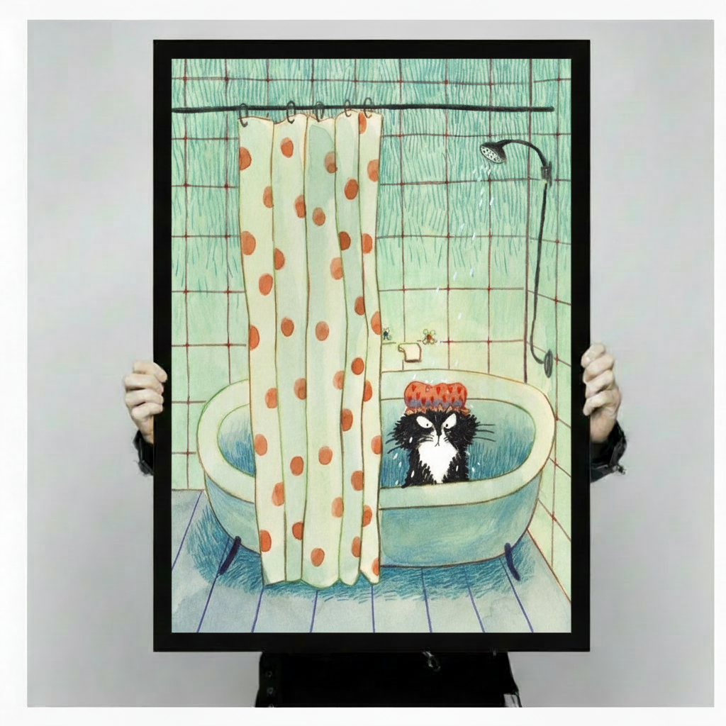 Grumpy Cat Bath Funny Bathroom Canvas Wall Art