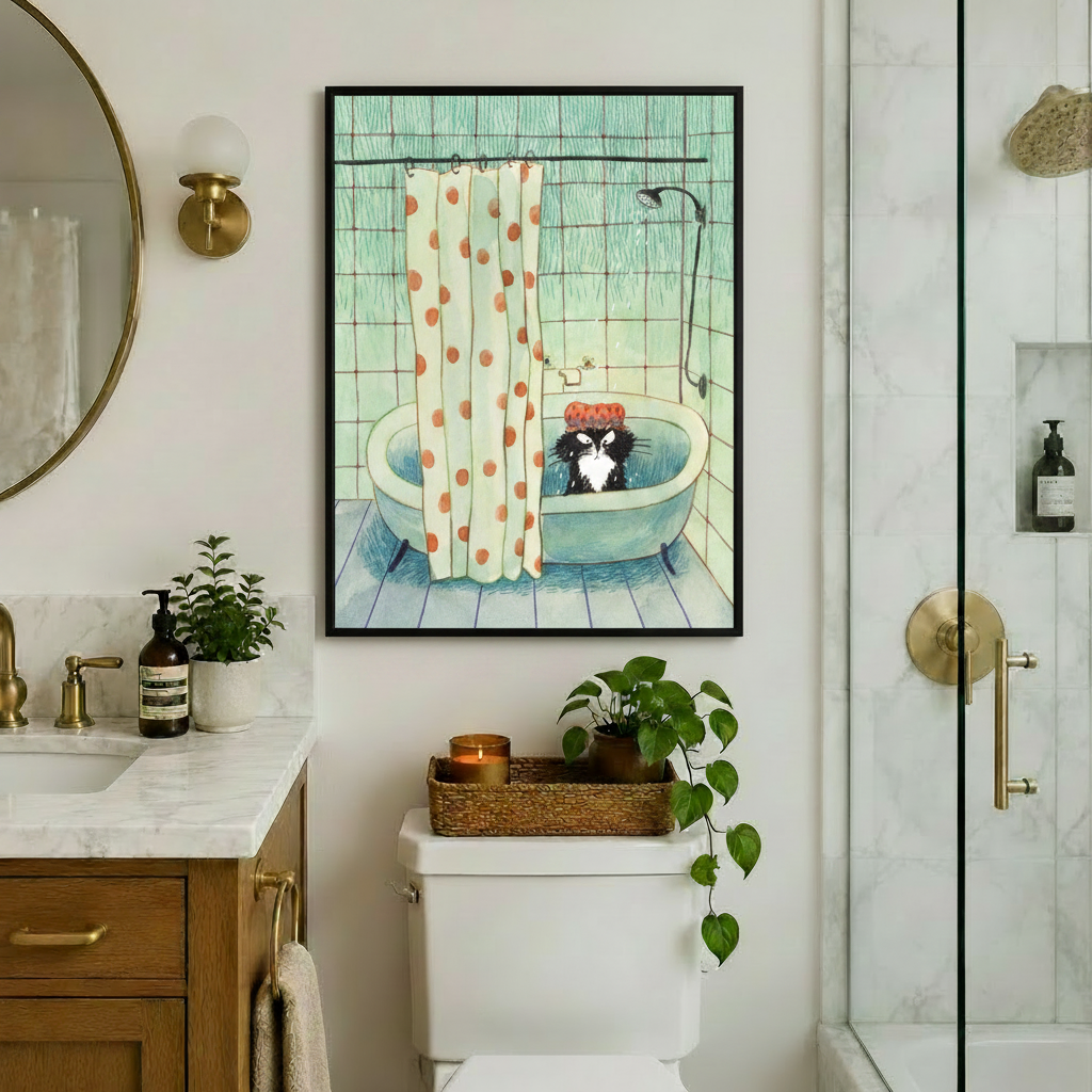 Grumpy Cat Bath Funny Bathroom Canvas Wall Art