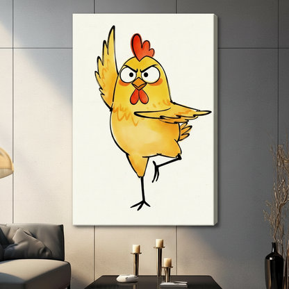 Angry Chicken Attitude Funny Canvas Wall Art