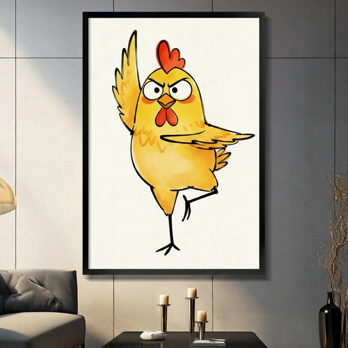 Angry Chicken Attitude Funny Canvas Wall Art