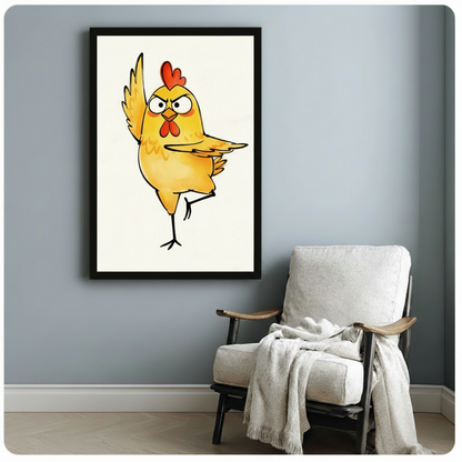 Angry Chicken Attitude Funny Canvas Wall Art