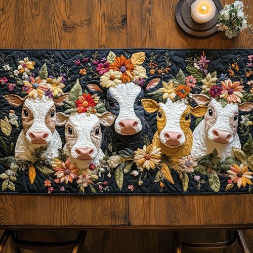 Whimsical Herd Quilted Table Runner