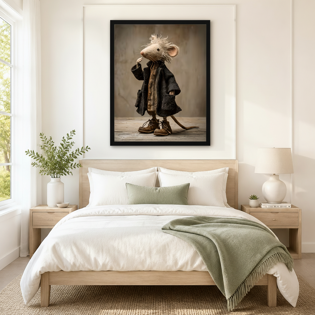 Whimsical Mouse Scholar Vintage Framed Canvas Art