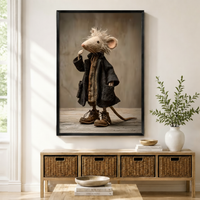 Whimsical Mouse Scholar Vintage Framed Canvas Art