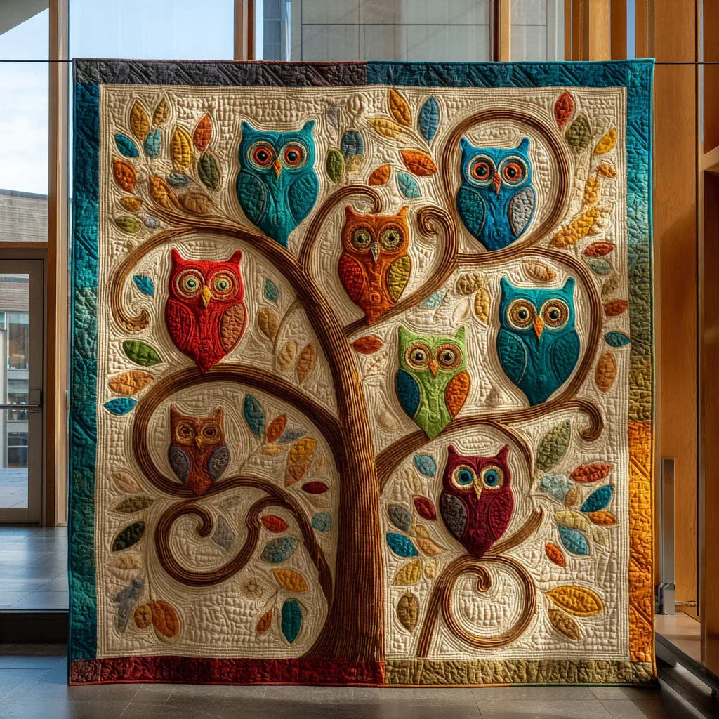 Whimsical Owl Harmony Quilt Blanket