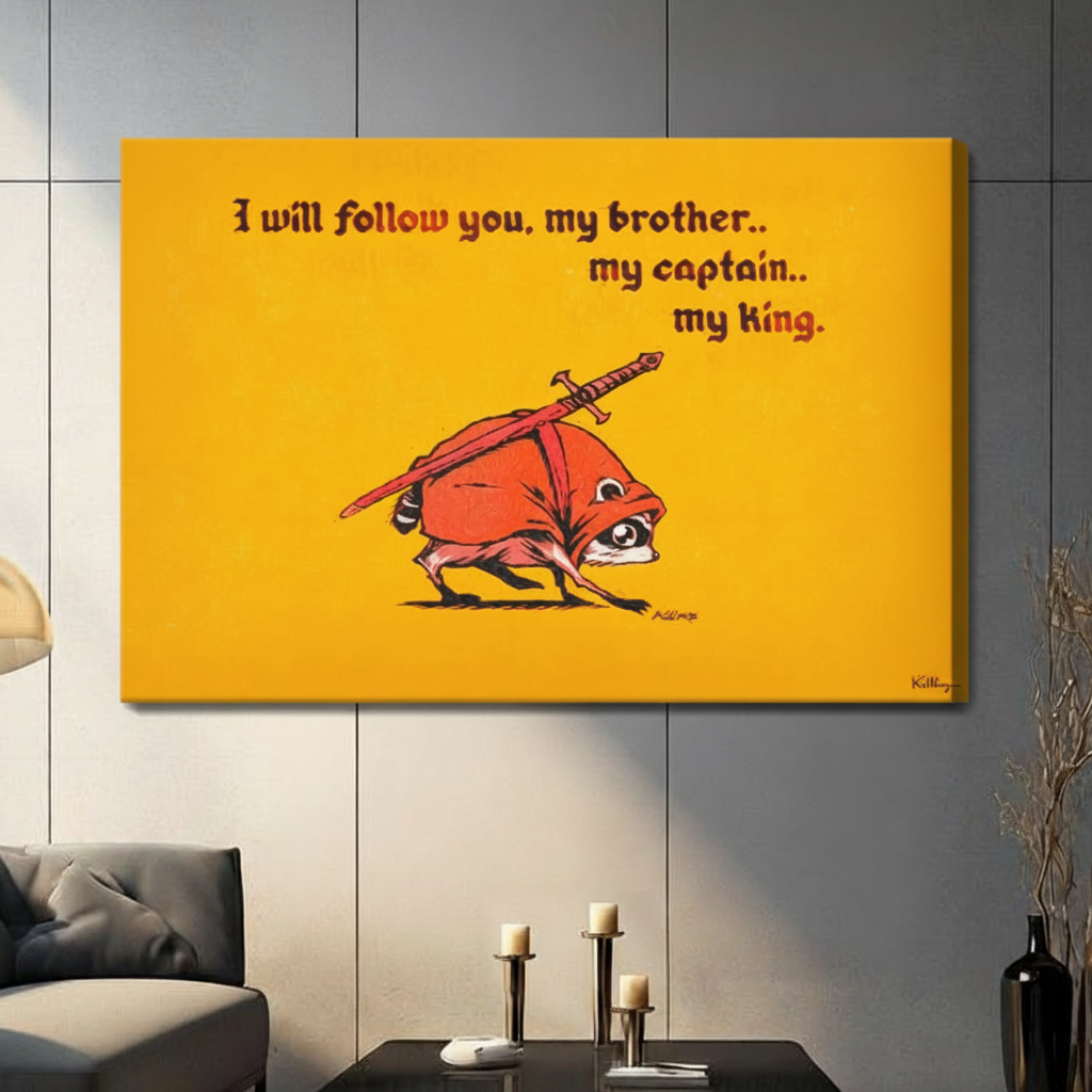 My King Raccoon Knight Funny Canvas Wall Art