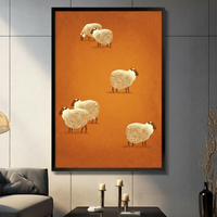 Whimsical Sheep Illustration Canvas Wall Art