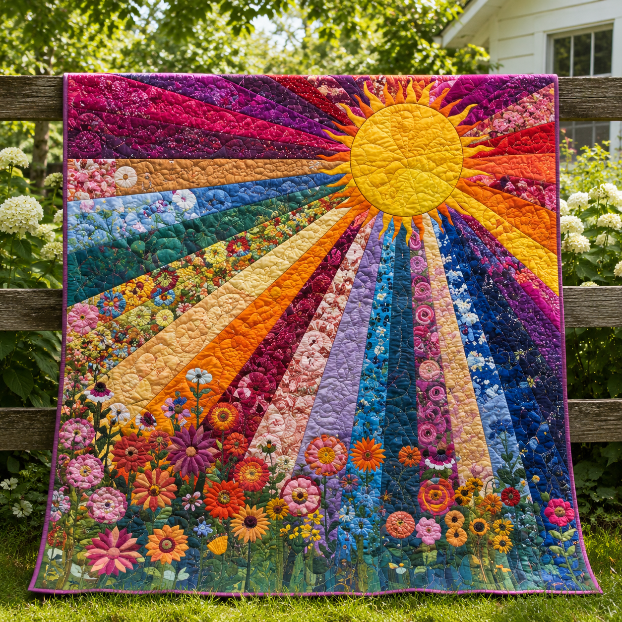 Whimsical Sunshine Quilt Blanket - Quilted Blanket by Wild and Way