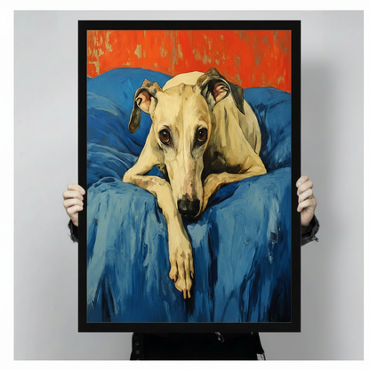 Greyhound Blue Sofa Oil Painting Canvas Art Wall Art