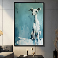 Whippet Dog Teal Portrait Canvas Art Wall Art