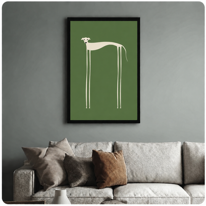 Minimalist Greyhound Wall Art Olive Green Canvas Print