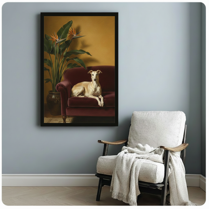 Greyhound on Velvet Sofa Classical Oil Canvas Art