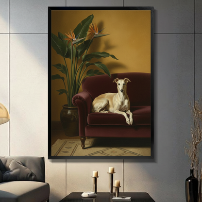 Greyhound on Velvet Sofa Classical Oil Canvas Art