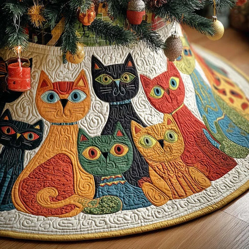 Whisker Wonderland Christmas Quilted Tree Skirt