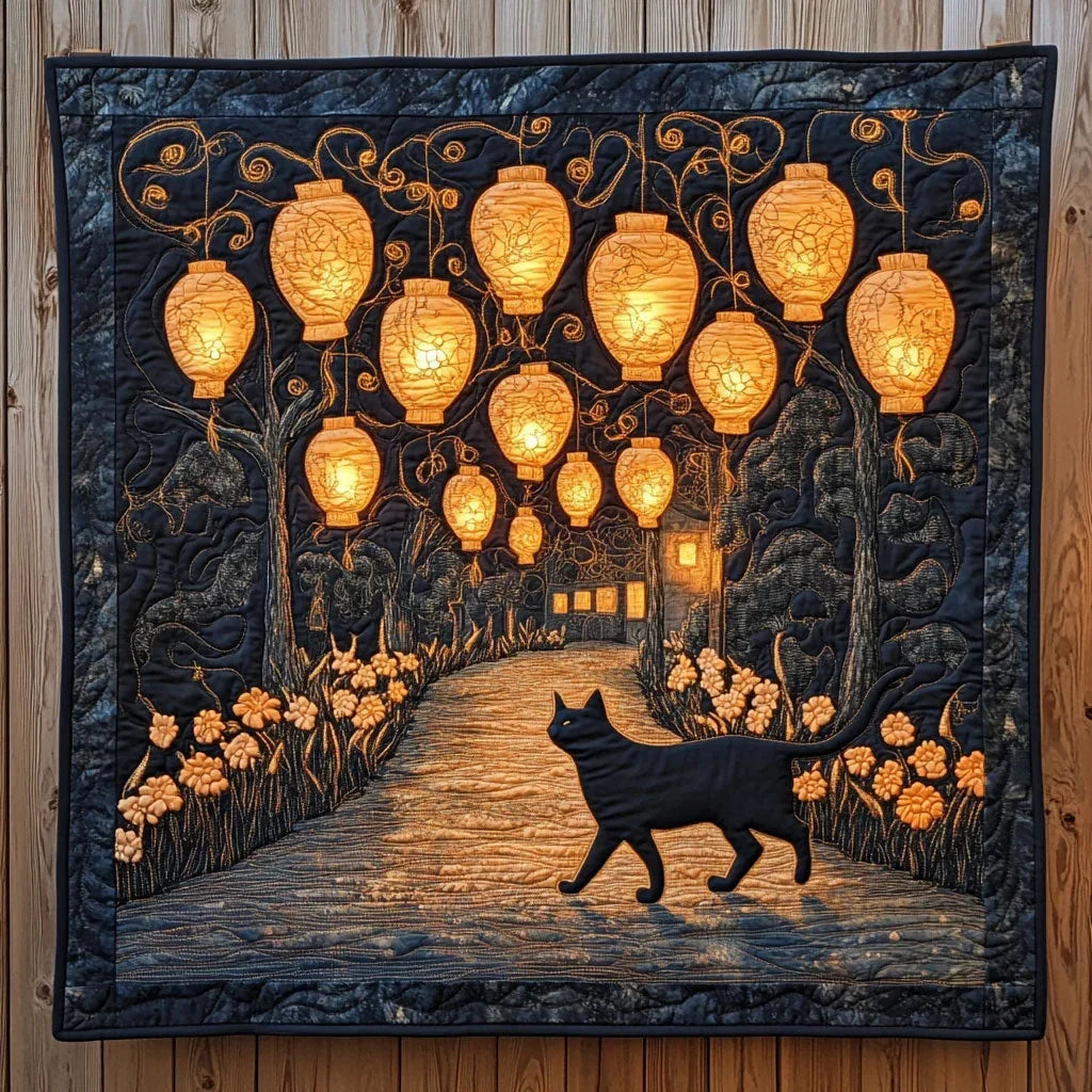 Whiskers And Lantern Quilt Blanket