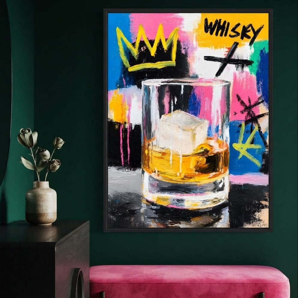 Whiskey Crown Pop Graffiti Scene Canvas Wall Art