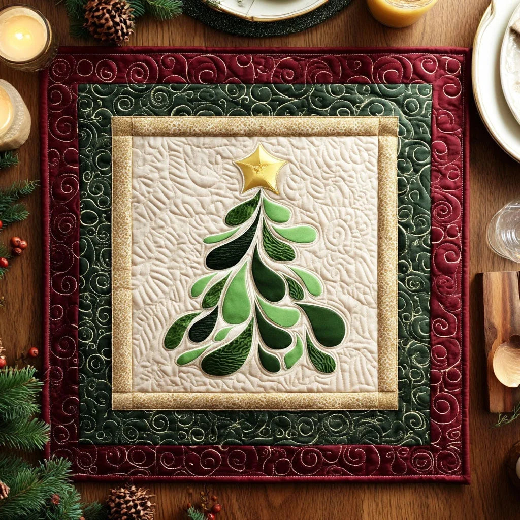 Whispering Evergreen Quilted Table Topper