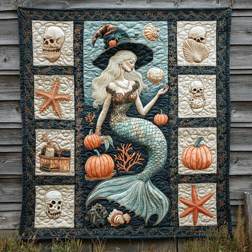 Whispering Mermaid Witch Quilt Blanket