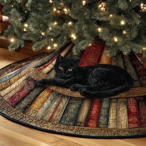 Whispering Pages Christmas Quilted Tree Skirt